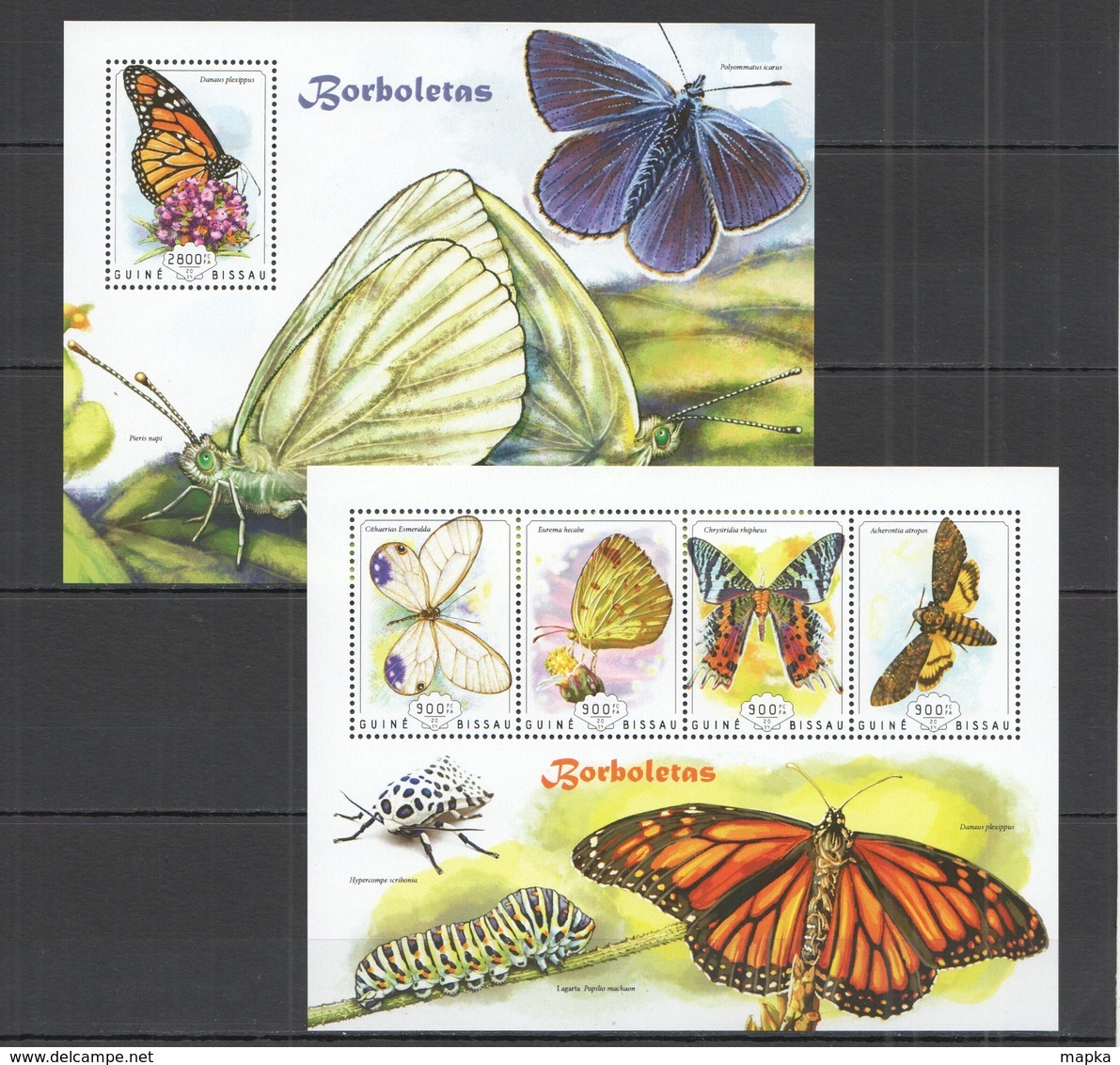 ST1102 2014 GUINE GUINEA-BISSAU  FAUNA BUTTERFLIES BORBOLETAS KB+BL MNH - Mariposas