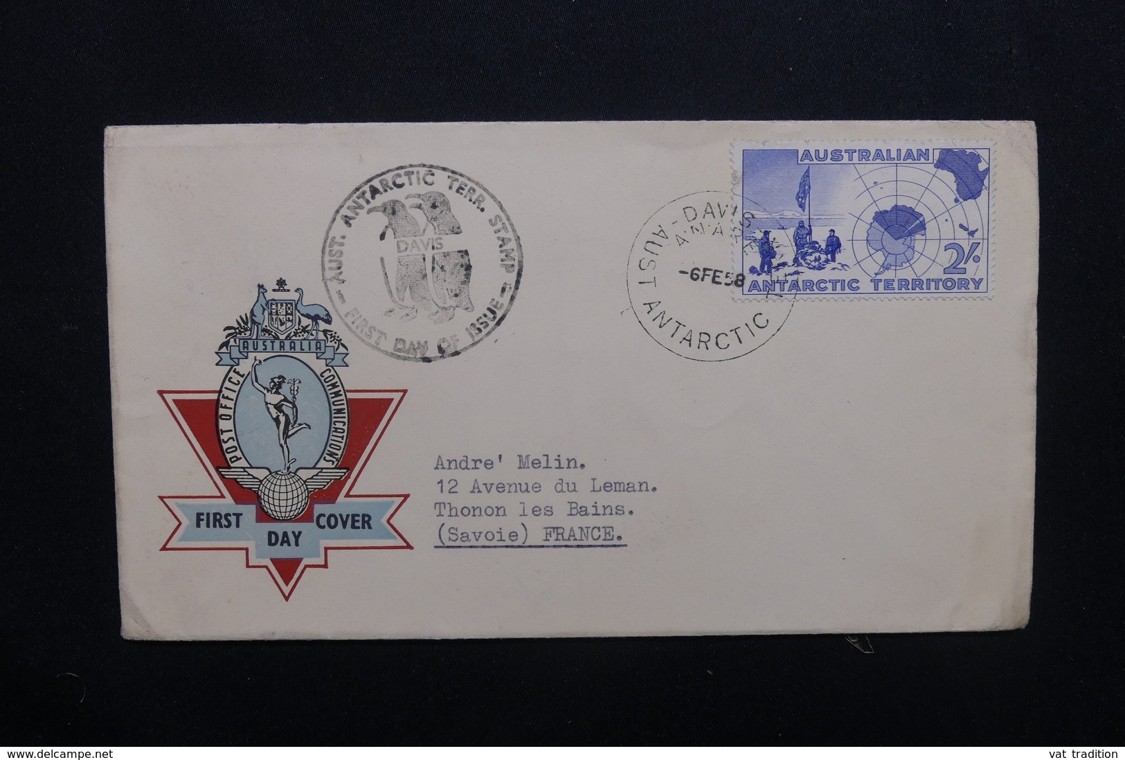 TERRITOIRE ANTARCTIQUE AUSTRALIEN - Enveloppe FDC Pour La France En 1958 - L 48905 - Storia Postale