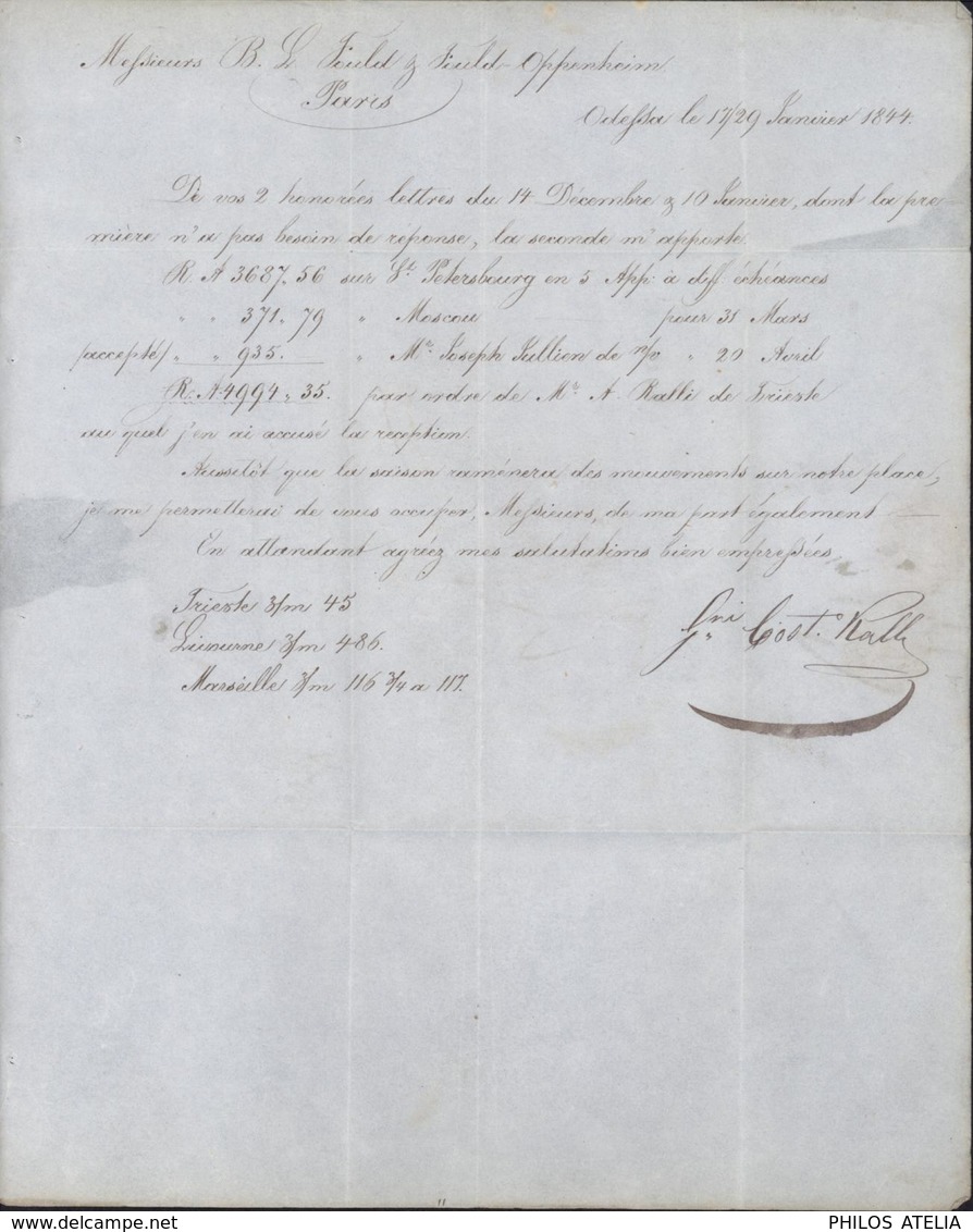 Russie Lettre De Odessa Ukraine Marque Postale AUS RUSSLAND Noir + C.R.p.P NoirEntrée Rouge Prusse 3 Givet 12 2 44 - ...-1857 Préphilatélie