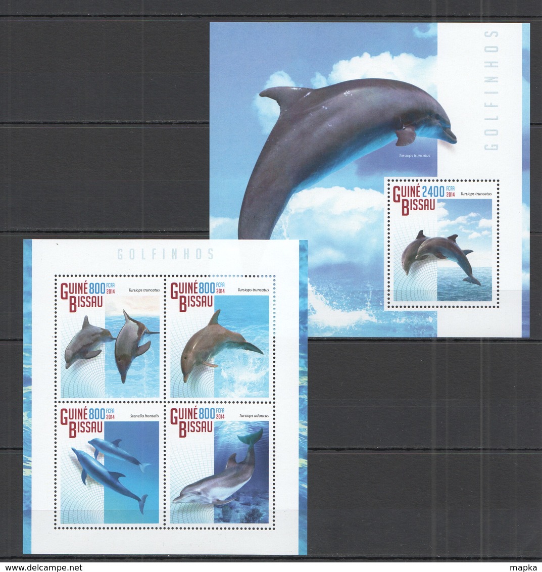 ST1145 2014 GUINE GUINEA-BISSAU FAUNA MARINE LIFE DOLPHINS GOLFINHOS KB+BL MNH - Delfine