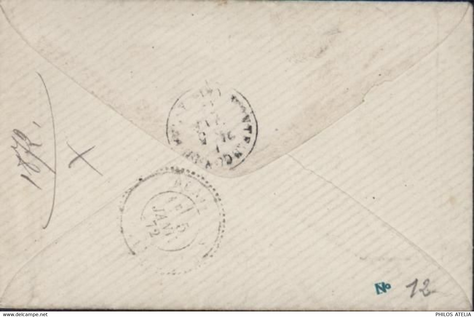 YT 35 X2 Paire Verticale 5ct Vert Pâle Empire Napoléon Enveloppe Pr Carte De Visite CAD T17 Tence 41  4 1 72 Signé TB 43 - 1862 Napoléon III