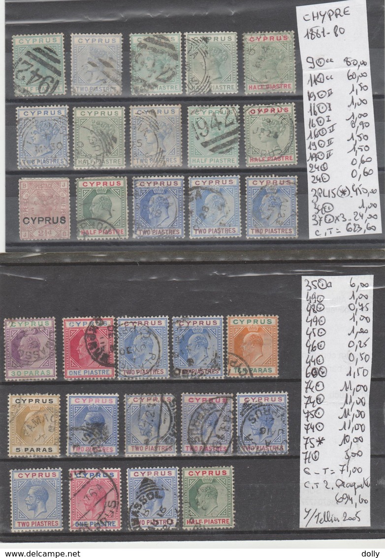 TIMBRE DES COLONIE DE GRANDE-BRETAGNE (*)  NEUF ** 1881-80 Nr VOIR SUR PAPIER AVEC TIMBRES COTE  694.60 € - Cyprus (...-1960)