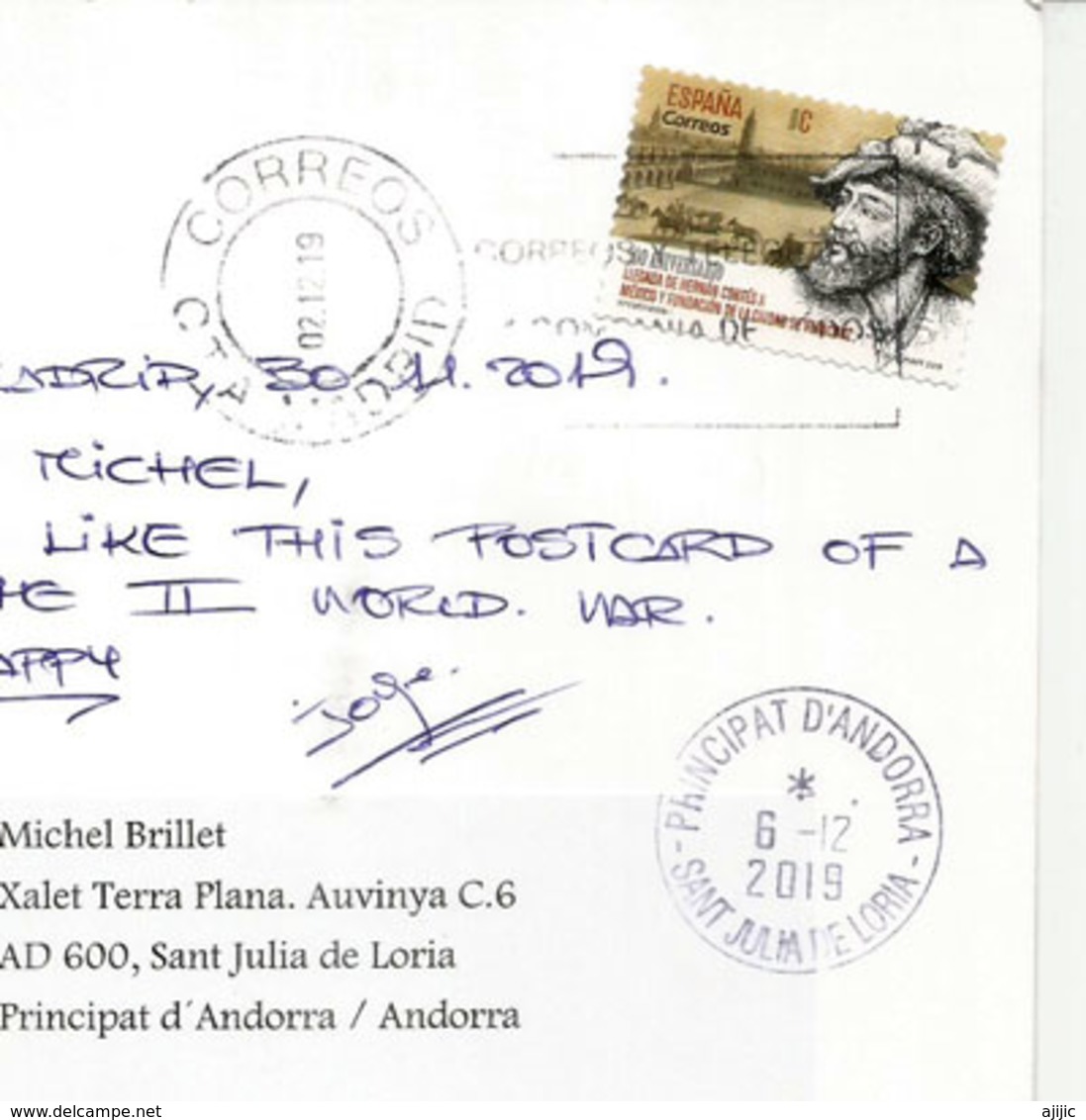 A D-Day Plane Is Flying Again !  Postcard Sent To Andorra, With Arrival Postmark - War 1939-45