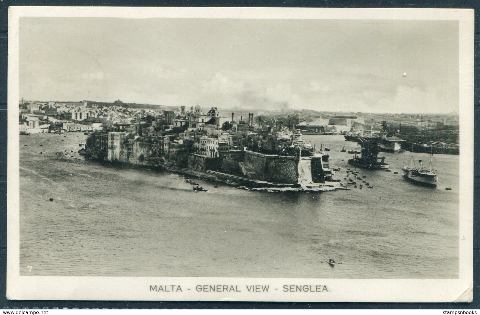 1937 Malta General View Senglea RP Postcard. Valletta - Zagreb. Taxe, Postage Due - Malta