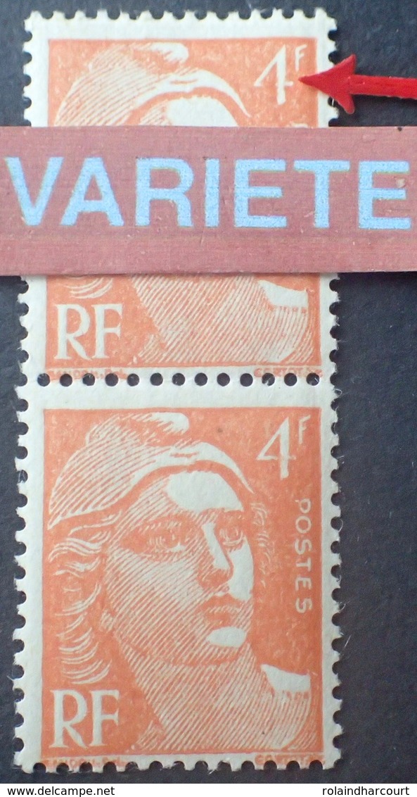 R1692/826 - 1948 - TYPE MARIANNE DE GANDON - (PAIRE) N°808 NEUFS** - VARIETE ➤➤➤ Barre Du " 4 " Partielle - Neufs