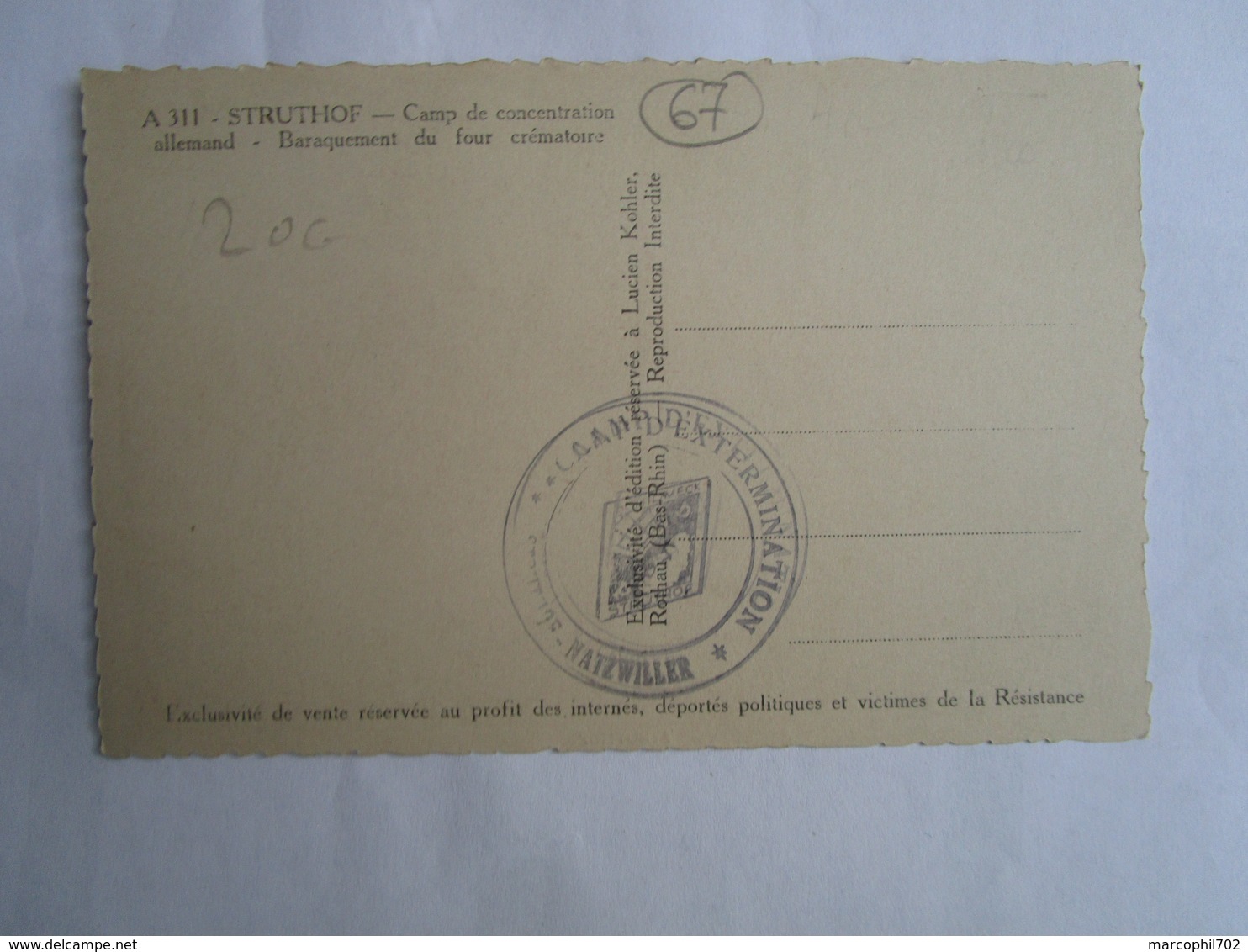 Carte Postale Camp De Concentration Allemand En Alsace Le Struthoff Baraquement Du Four Crematoire - Oorlog 1939-45