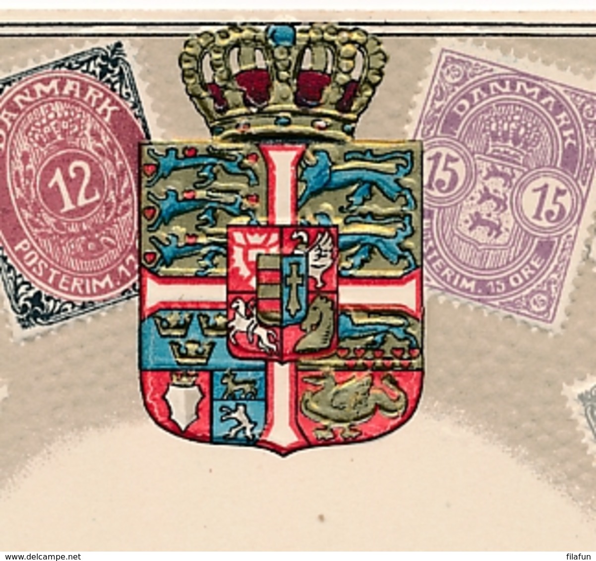 Danmark Stamps On Postcard - Stamps (pictures)