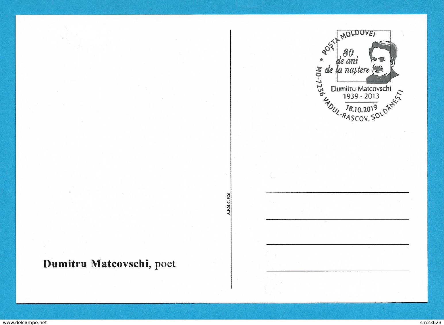 Moldova / Moldawien 2014 Mi:Nr 871 , Dumitru Matcovschi - Poet Personality - Maximum Card - Posta Moldovei  18.10.2019 - Moldova