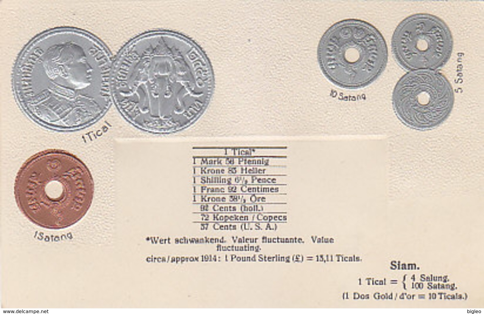 Coins Of Siam - Embossed Card       (A-146-190612) - Thaïlande
