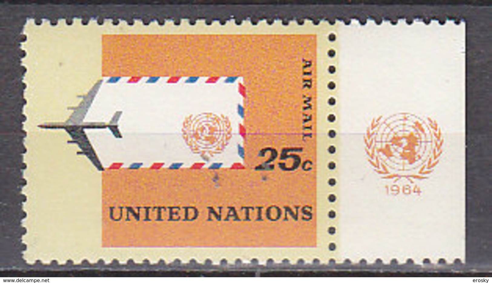H0386 - UNO ONU NEW YORK AERIENNE N°14 ** Avec Tab - Poste Aérienne