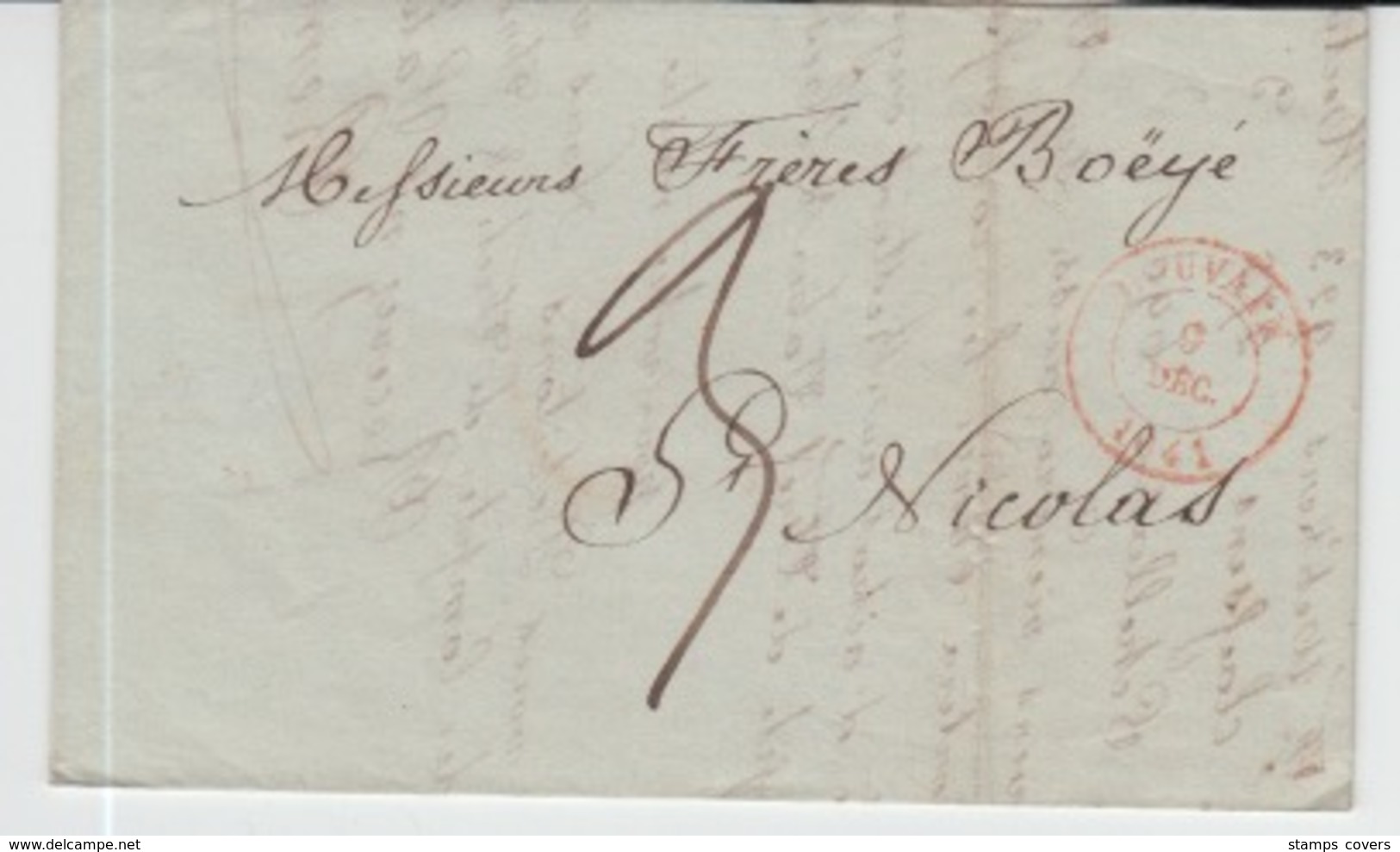 BELGIUM USED COVER 09/12/1841 LOUVAIN SAINT NICOLAS CACHET ROUGE - 1830-1849 (Belgique Indépendante)