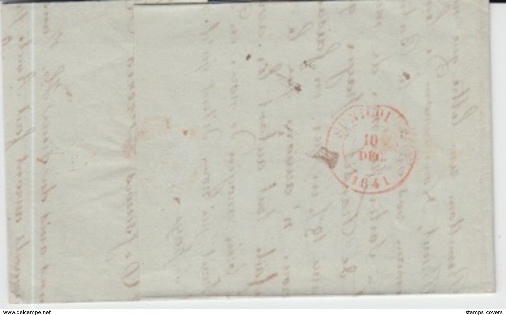 BELGIUM USED COVER 09/12/1841 LOUVAIN SAINT NICOLAS CACHET ROUGE - 1830-1849 (Belgique Indépendante)