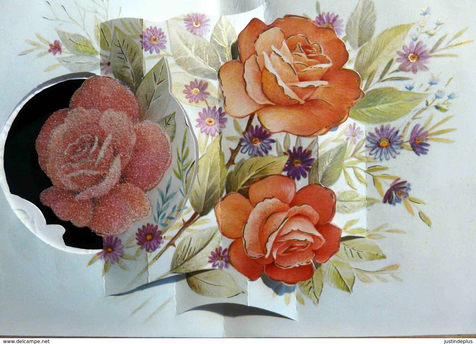 BONNE FETE BOUQUET DE ROSES POP UP  4 PAGES GRAND FORMAT - Flowers