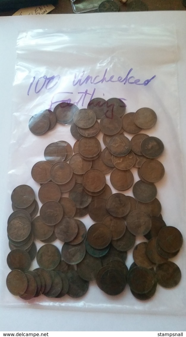 100 Mixed UNSORTED FARTHINGS AS RECEIVED - Other & Unclassified