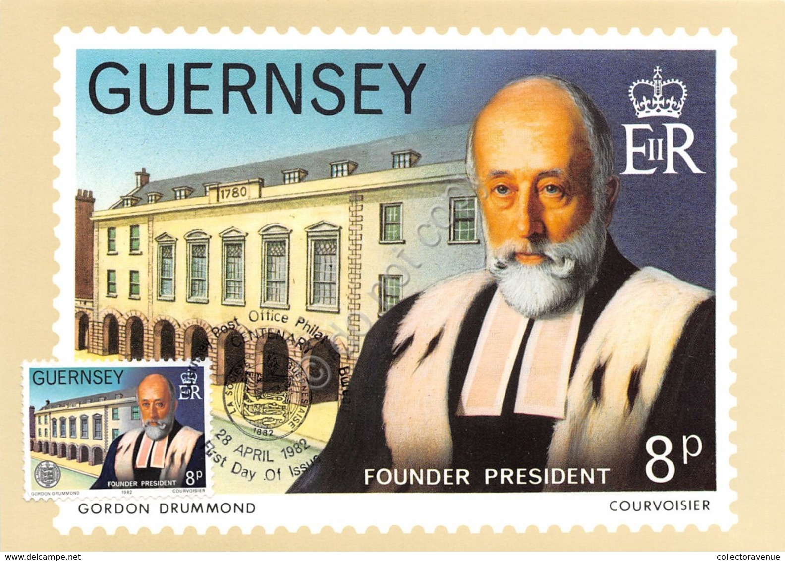 Cartolina Maximum Guernsey Founder President Drummond 1982 - Non Classificati