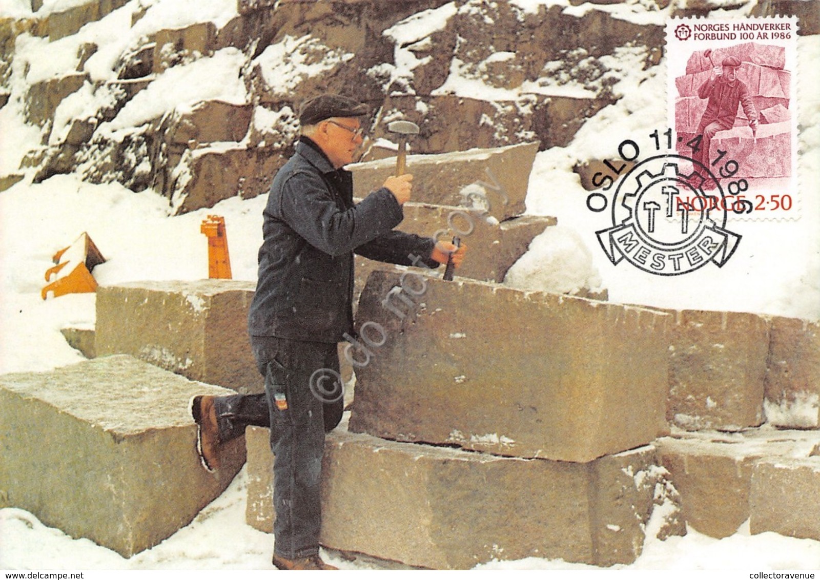 Cartolina Filatelica Norge Mester Stone Cutter 1986 - Non Classificati