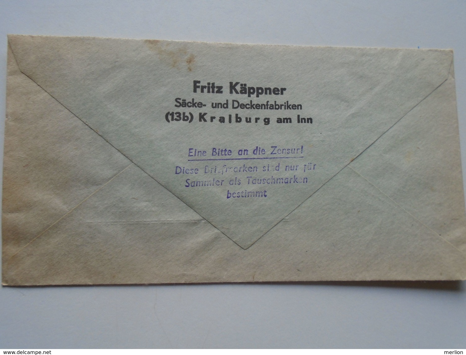 ZA248.8  Germany  Cover  Cancel  1949 Kraiburg Am Inn  - (13b)  ''Eine Bitte An Die Zensur!'' - Sonstige & Ohne Zuordnung