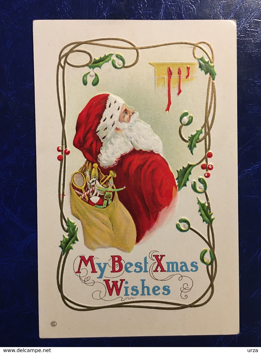 Complete Series Of 6-"USA-embossed-Santa On The Job"--1911 - Santa Claus