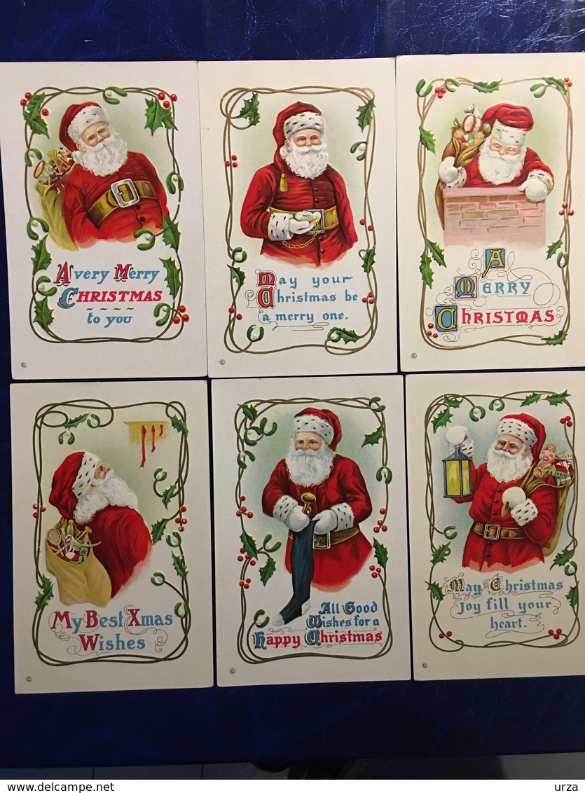 complete series of 6-"USA-embossed-Santa on the job"--1911