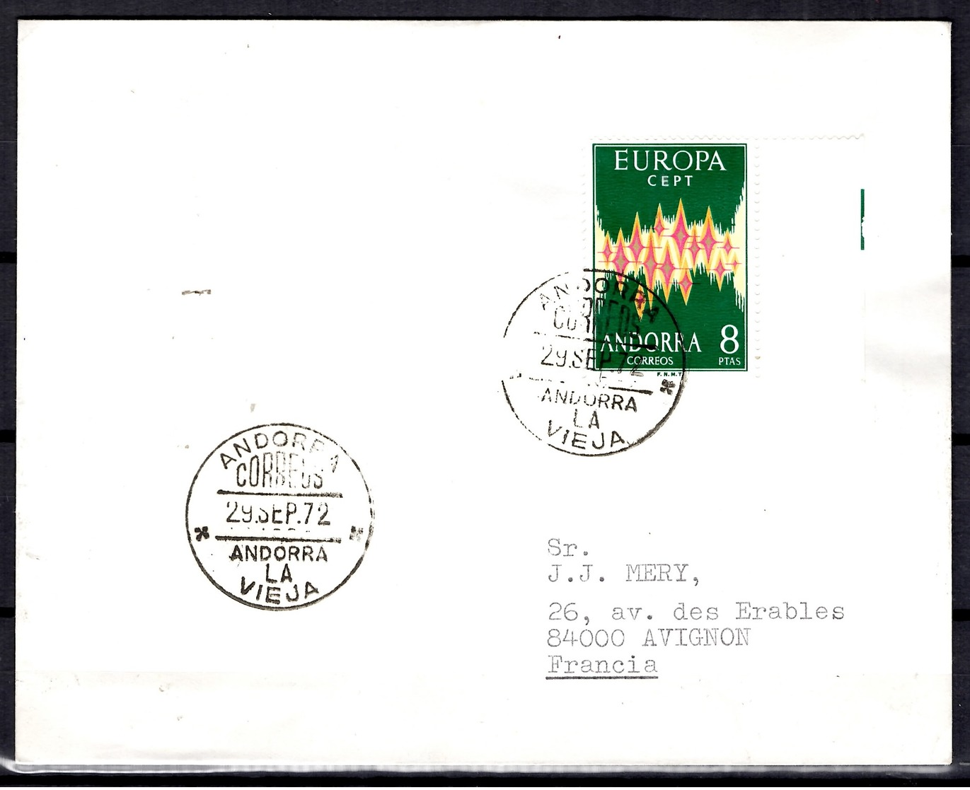 Andorre Espagnol Europa 1972 Oblitéré Sur Lettre Entière. B/TB. A Saisir! - Lettres & Documents