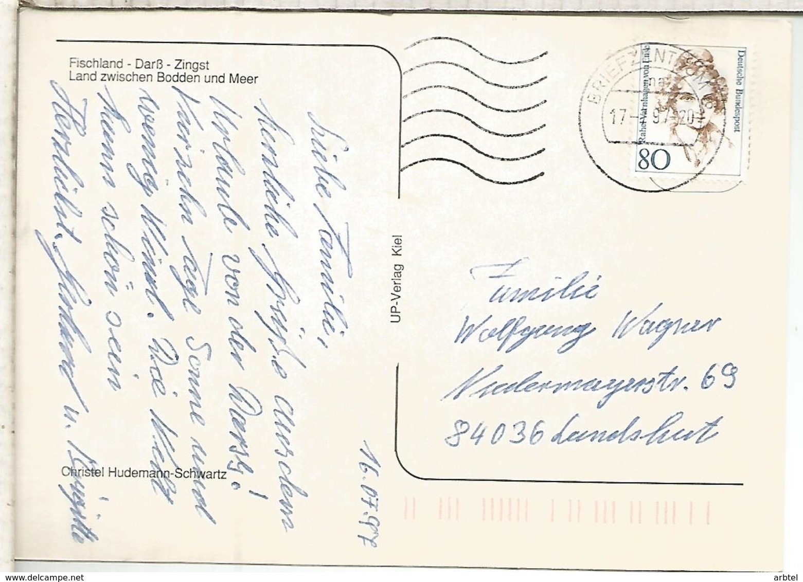 ALEMANIA POSTAL FISCHLAND CON MAT BRIEFZENTRUM 16 - Storia Postale