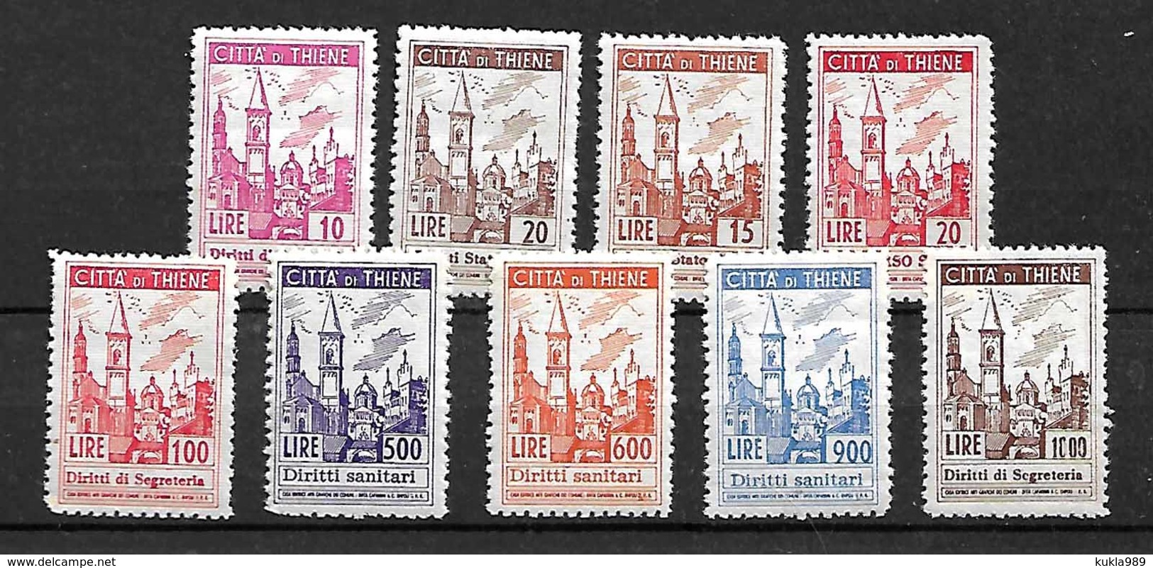 ITALY LOCAL MUNICIPAL  DI CITTA DI THIENE REVENUE TAX FISCAL STAMPS, MNH - Non Classificati