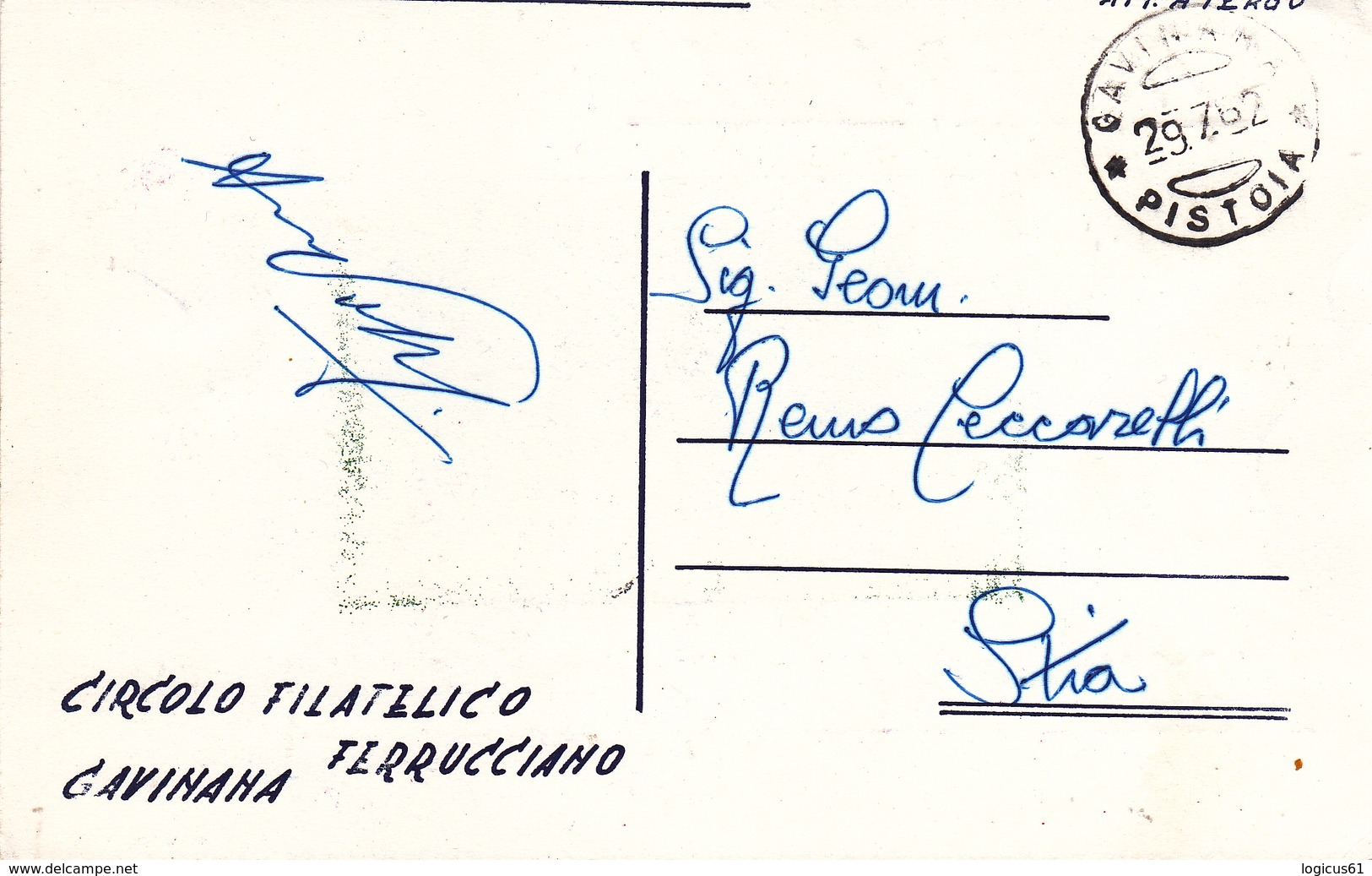 FILATELICA CIRCOLO GAVINANA FERRUCCIANO,POSTCARD,1962,VERY SHAPE,USED,ITALY - Inwijdingen