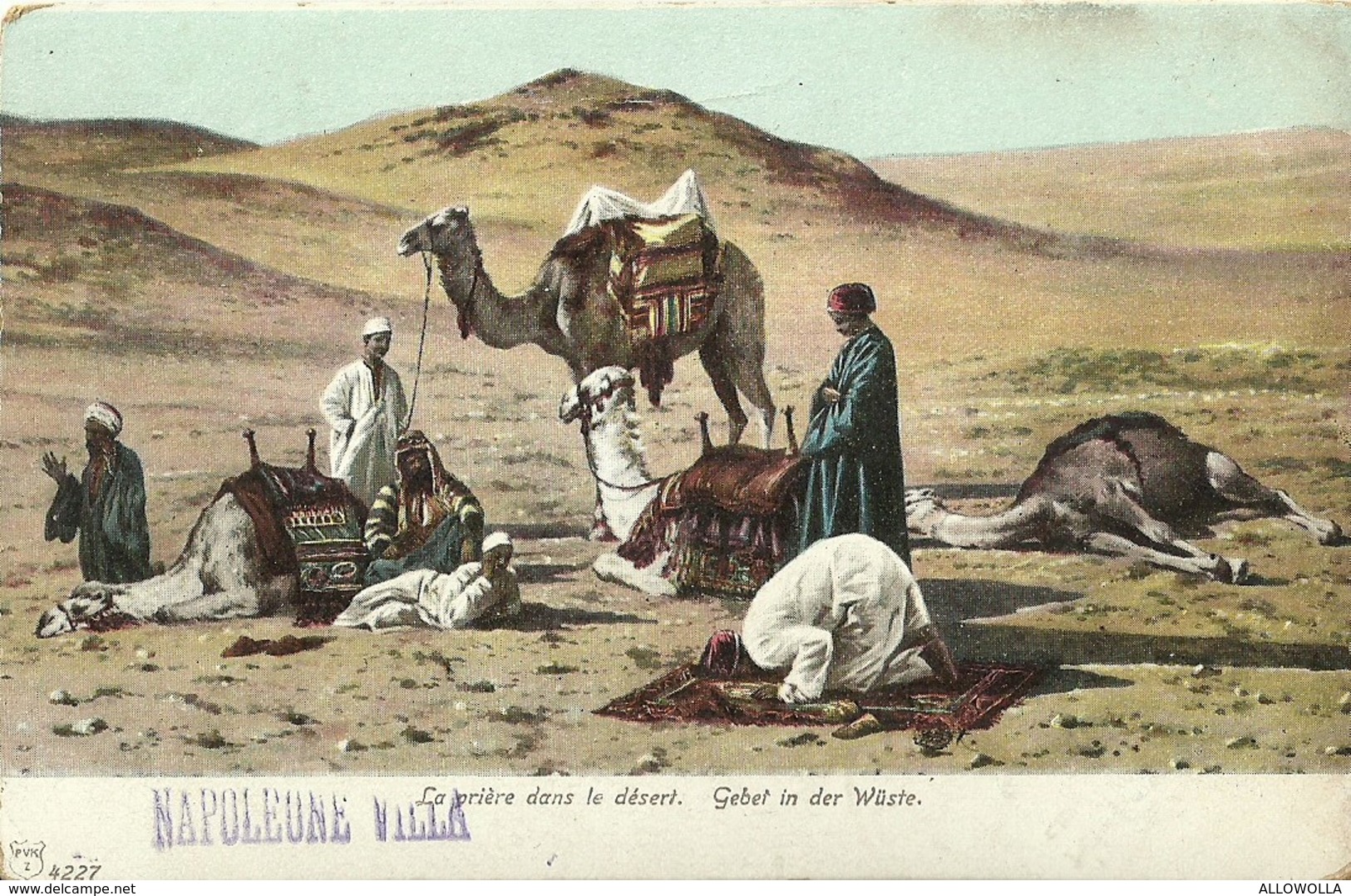 6173 " LA PRIERE DANS LE DESERT - GEBET IN DER WUSTE " ANNULLO DI BETLEMME-CART. POST. ORIG. SPED.1905 - Palestine