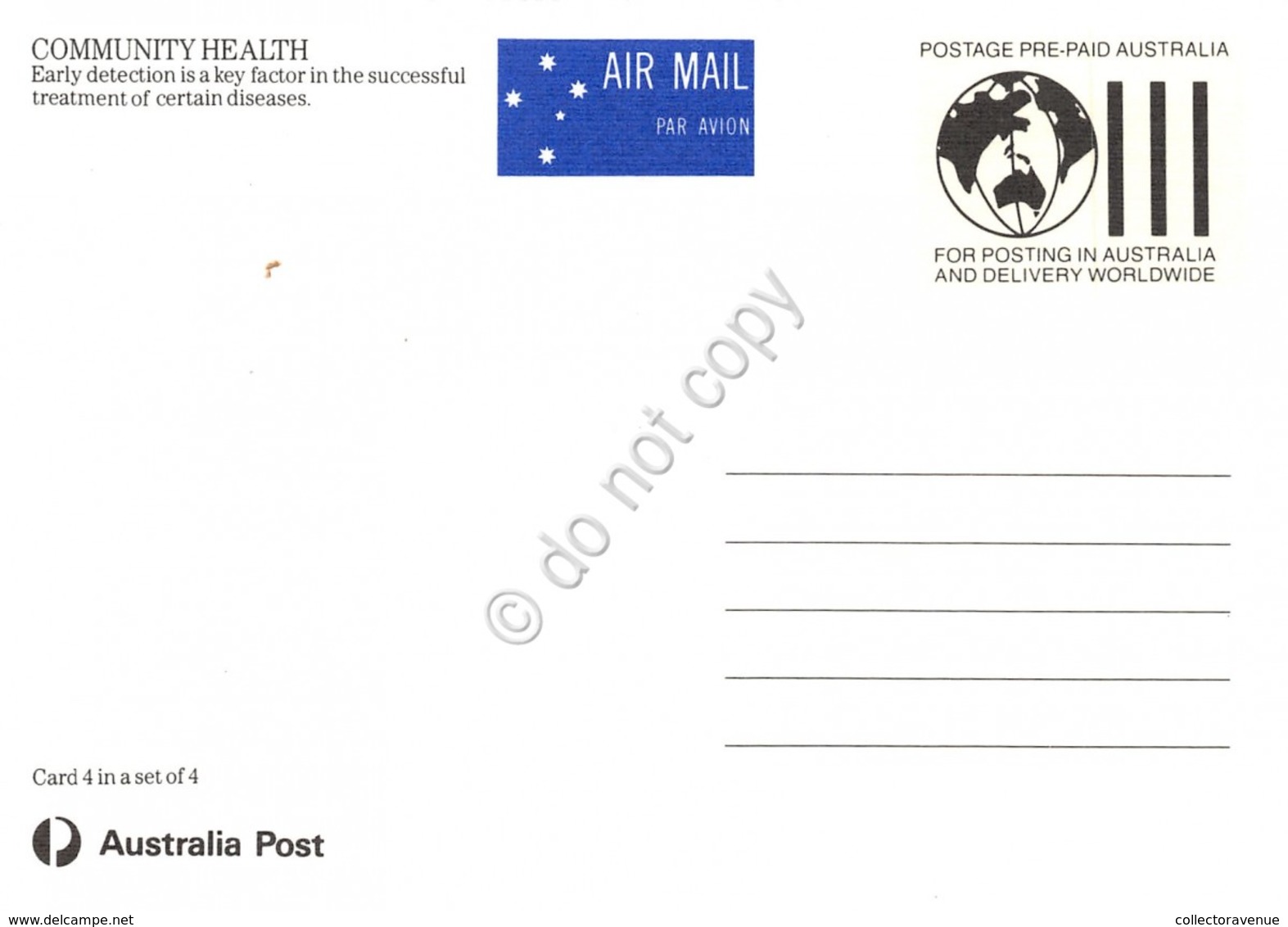 Cartolina Filatelica Australia Community Health Deseases 1990 - Non Classificati