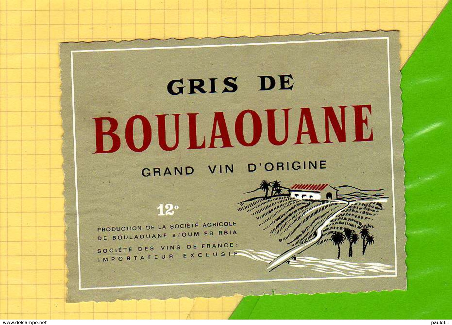 Etiquette De Vin : Vin Gris De BOULAOUANE - Afrique Du Sud