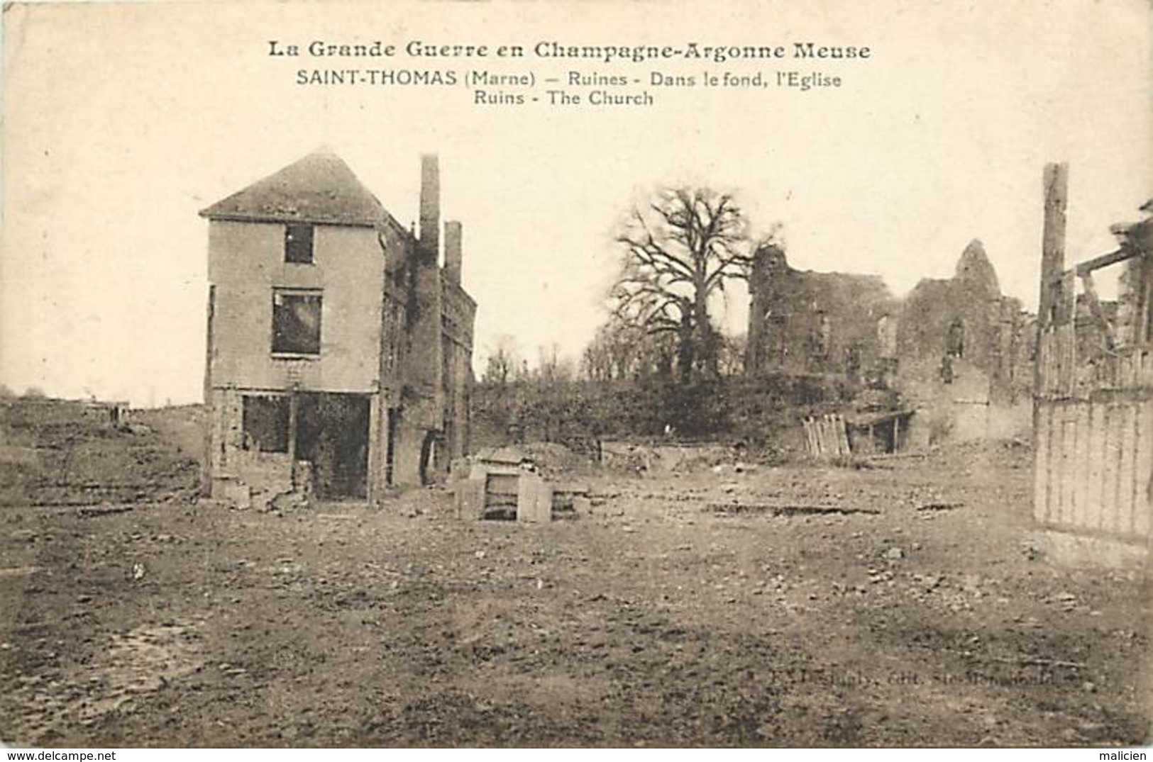 Dpts Div.-ref-AP272- Marne - Saint Thomas - St Thomas - Ruines - Grande Guerre En Chamapgne Argonne - Guerre 1914-18 - - Autres & Non Classés