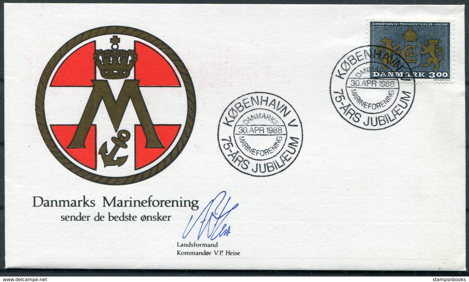 1988 Denmark Copenhagen Marineforening Signed Cover - Storia Postale