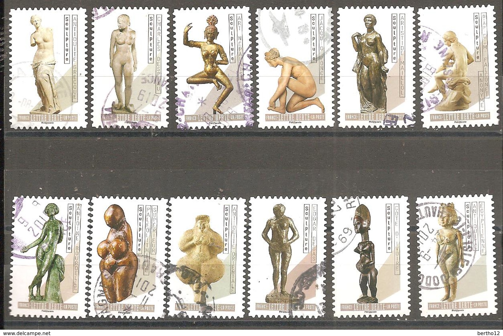 FRANCE 2019  Y T N °1695/1706  NUS DANS L ART Série Complète Oblitérée Cachet Rond - Used Stamps