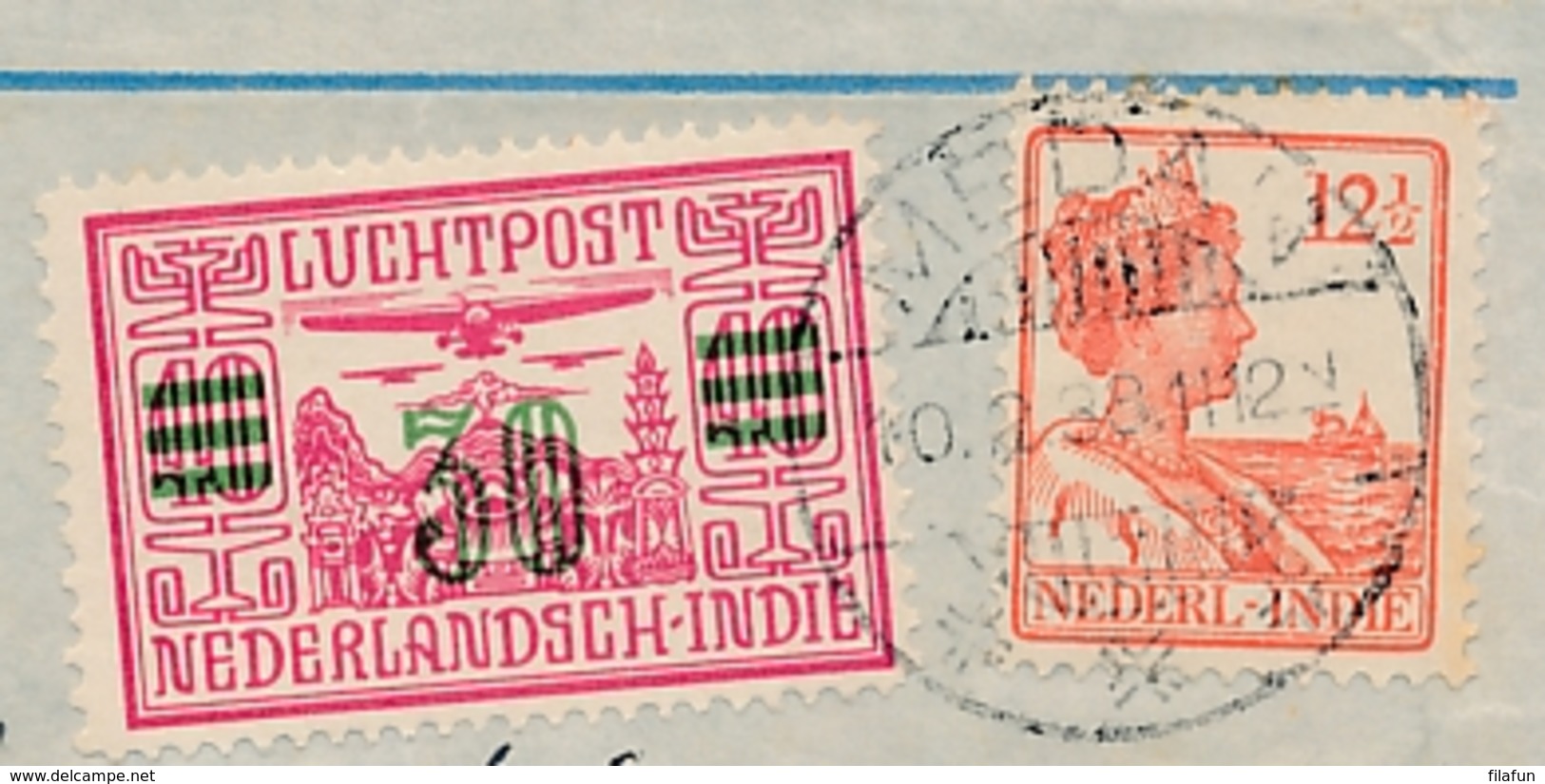 Nederlands Indië - 1933 - 42,5 Cent Frankering Op LP-briefje Van LBnr MEDAN/3 Naar Den Helder / Nederland - Nederlands-Indië