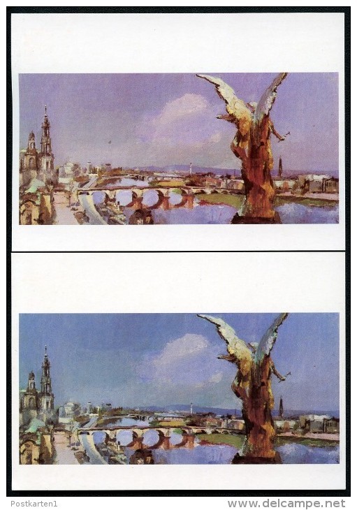 DDR PP19 B1/006-1a Bild-Postkarten FARBABWEICHUNG Kunstausstellung  1987 - Private Postcards - Mint