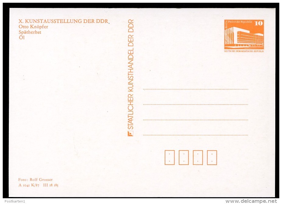 DDR PP19 B1/007-1a Bild-Postkarten FARBABWEICHUNG Kunstausstellung Dresden  1987 - Private Postcards - Mint