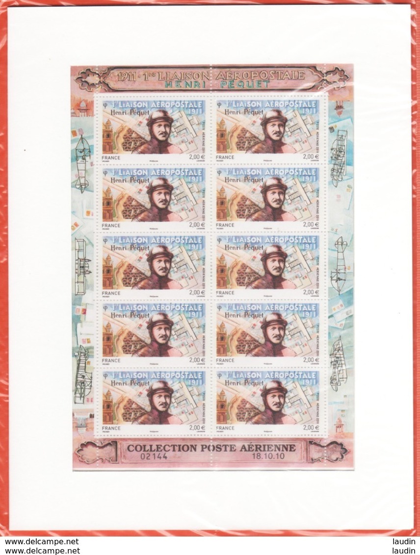 PA 74 F74a , Neuf  ** , Henri Pequet , Feuille De 10 Timbres Cadre Blanc , Port Gratuit - 1960-.... Neufs