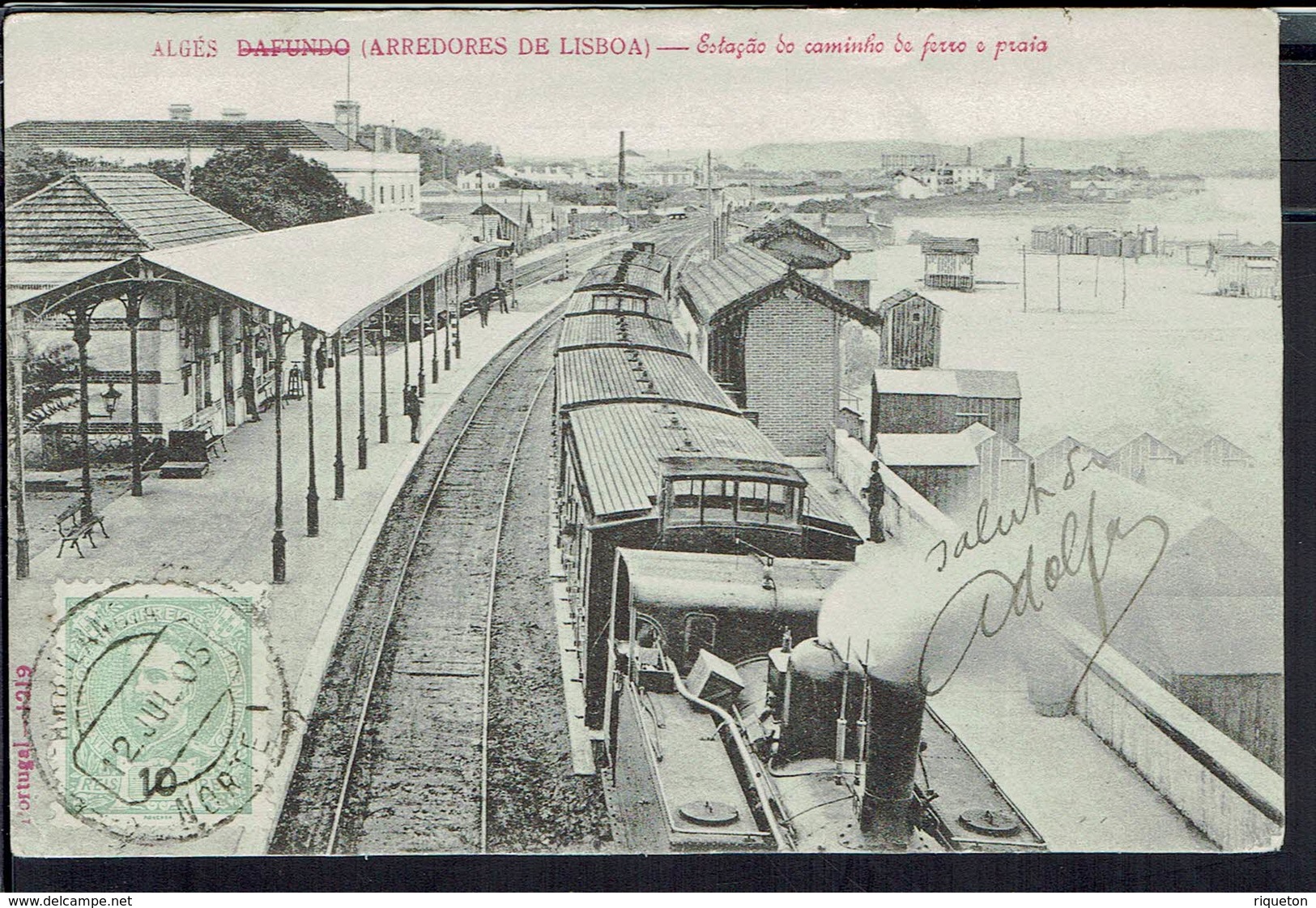 Portugal - Imprimés Carte U.P.U - Corr. Pour Rambervillers (Fr) Cpa " Algès -Estaçao Do Caminho De Ferro E Praia" B/TB - - Covers & Documents