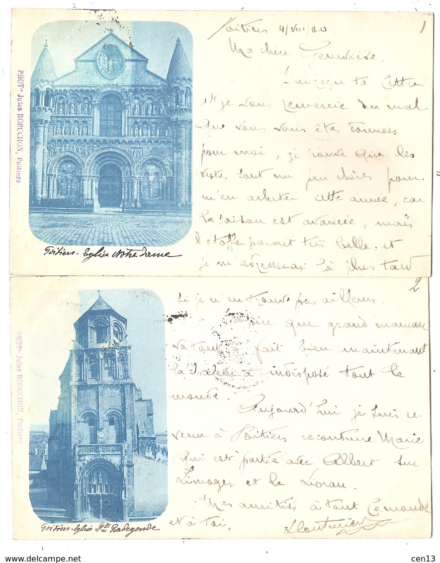 86 - POITIERS - Eglise Notre-Dame Et Eglise Sainte Radegonde (2 Cartes) - Poitiers