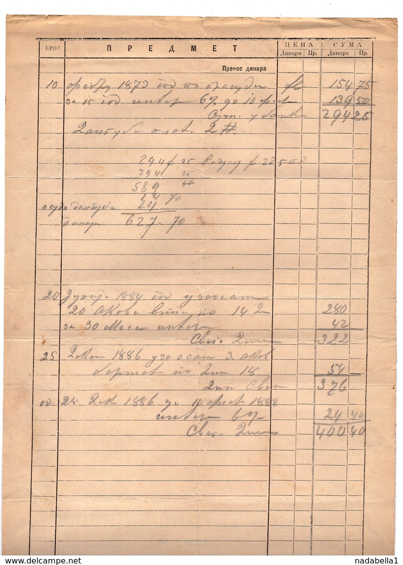 1880s SERBIA JUDAICA, BELGRADE, MOSHE MACLIJAH AND BULI, INVOICE FOR WINE AND LIQUOR ON COMPANY HEADED PAPER - Other & Unclassified