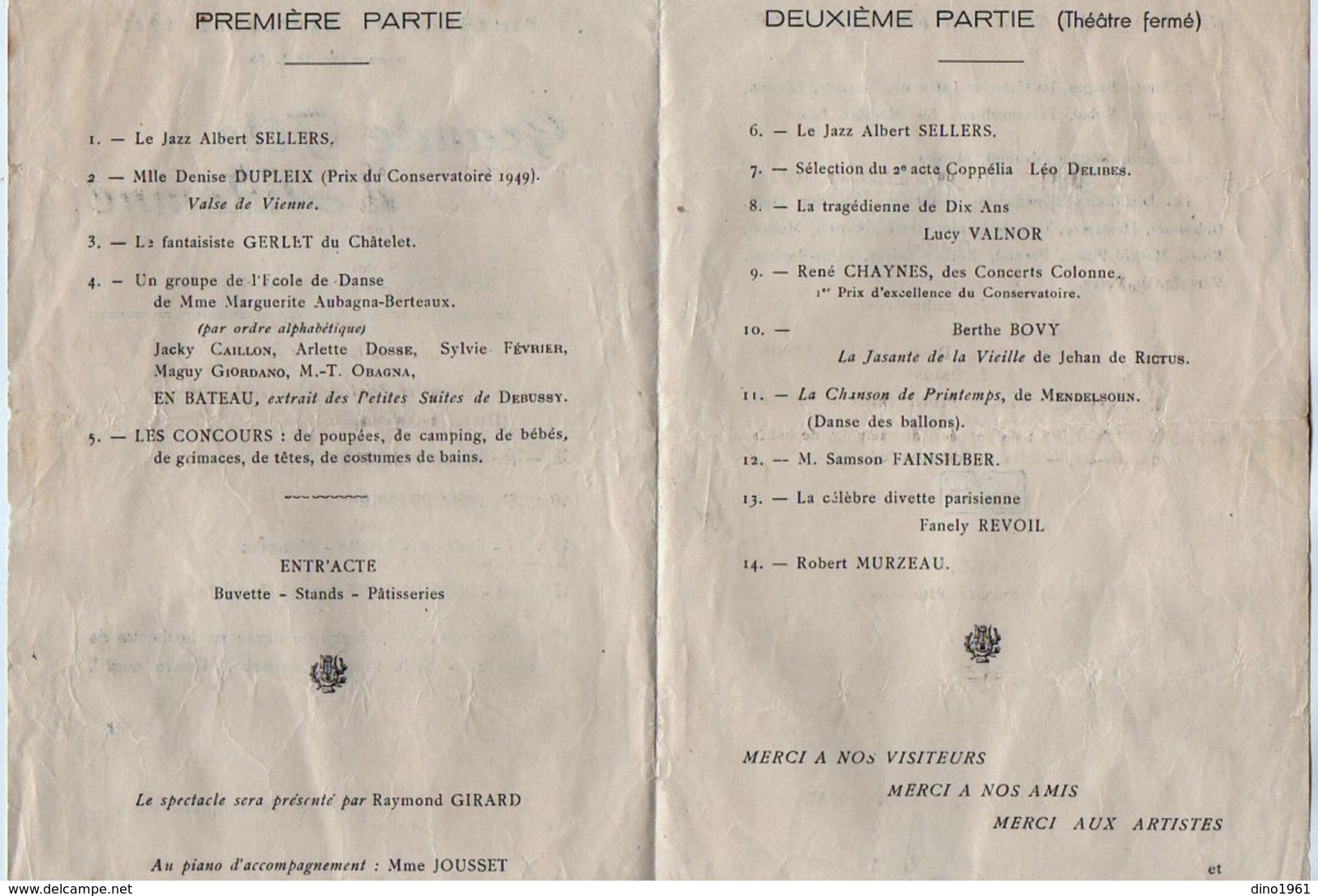 VP16.254 - 1949 - Programme - Grande Fête D'Automne Au Théatre De PONT - AUX - DAMES - Programas