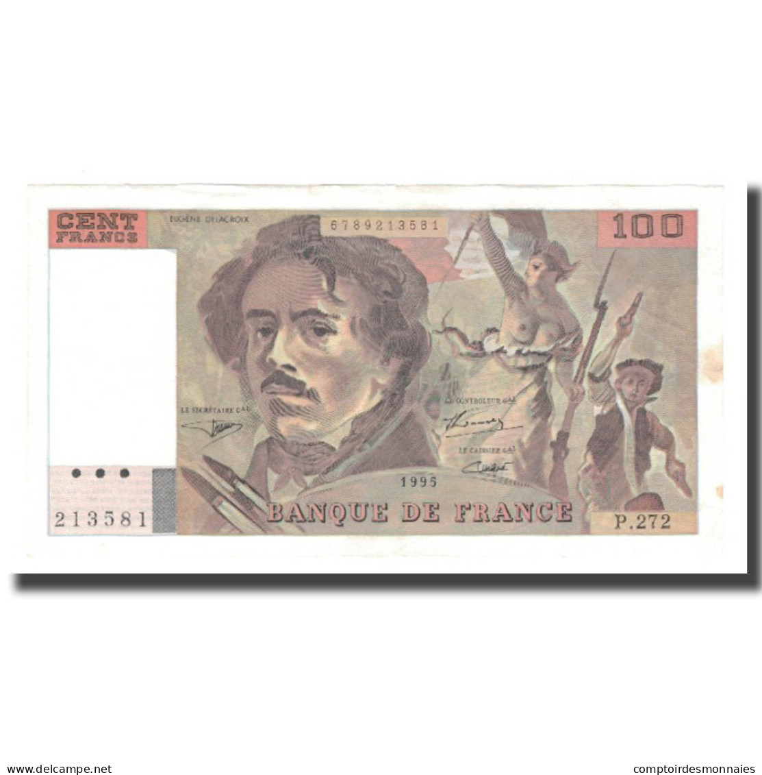 France, 100 Francs, Delacroix, 1995, TTB+, Fayette:69ter.02b, KM:154h - 100 F 1978-1995 ''Delacroix''