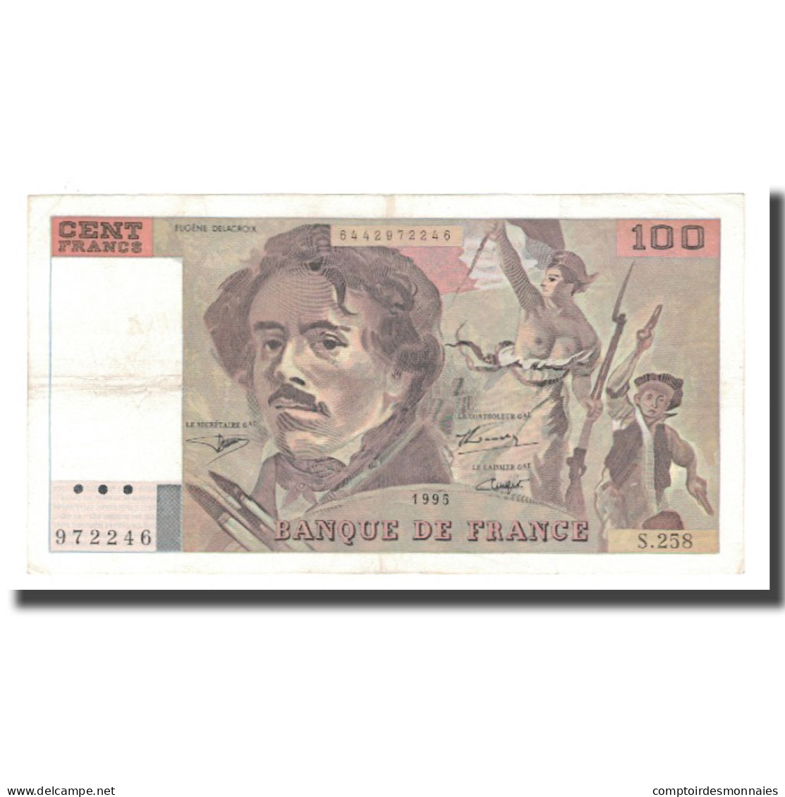 France, 100 Francs, Delacroix, 1995, TTB, Fayette:69ter.02a, KM:154h - 100 F 1978-1995 ''Delacroix''