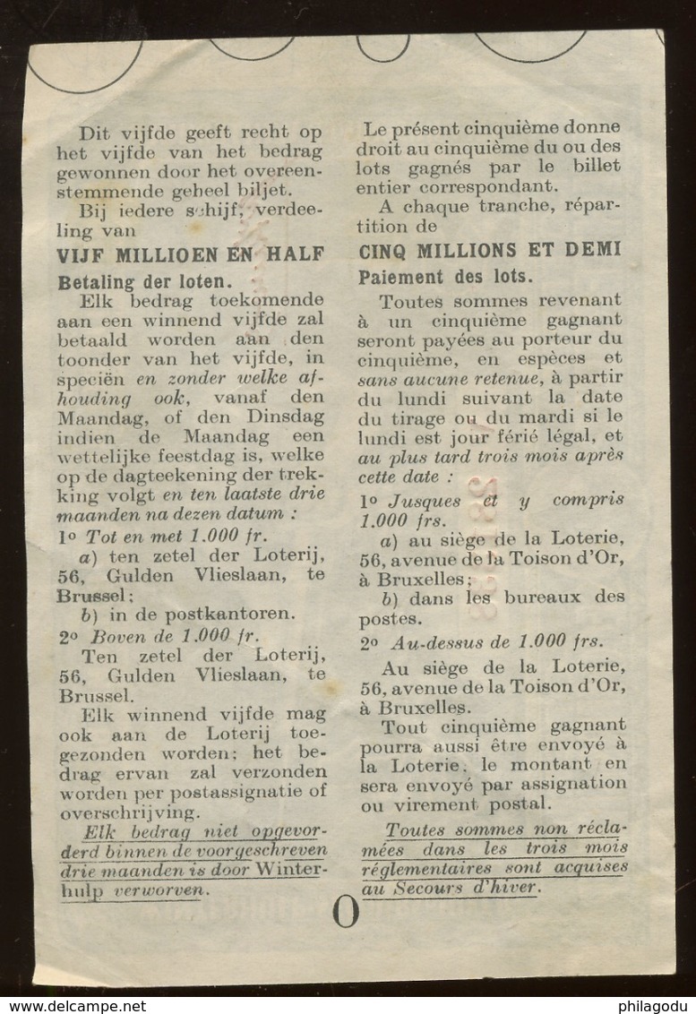 Mineur De Charbon. Coalminer. Billet De Loterie Belge De 1941 - Billets De Loterie