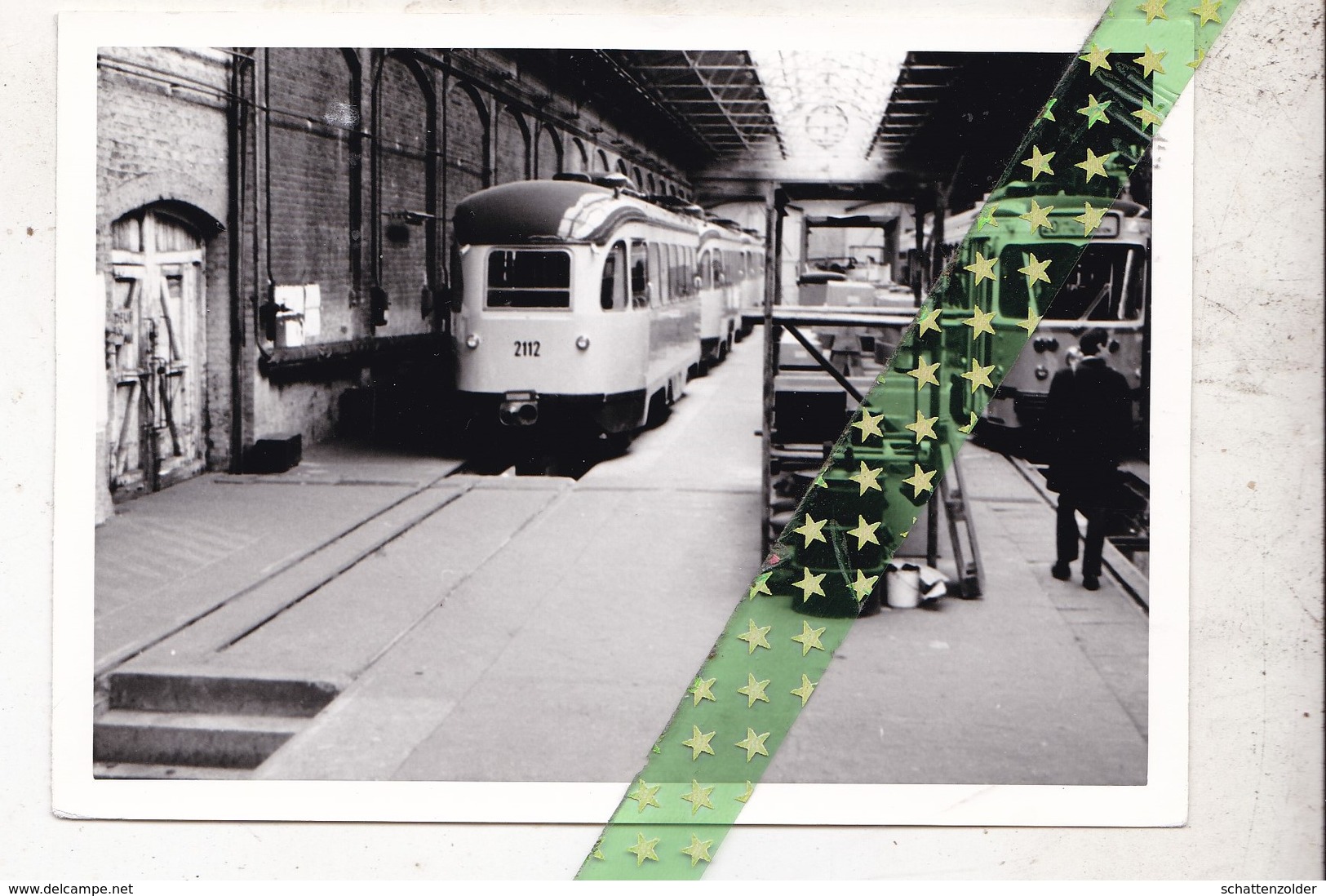 Orginele Foto Trams Atelier Werkplaats La Brugoise 1974, Grootte 12,5cm Op 9cm - Trains