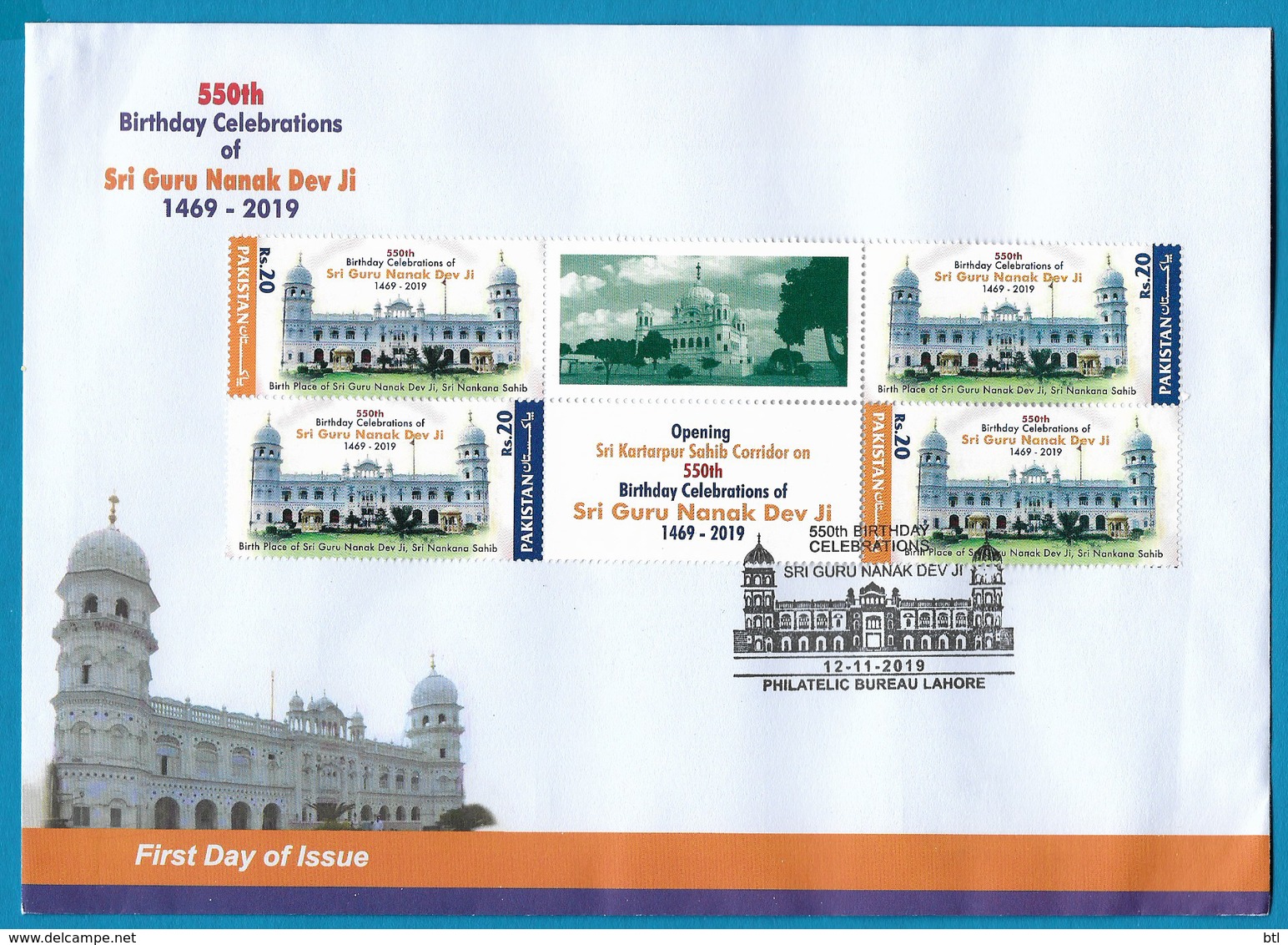 Pakistan - FDC 550th Birth Anniversary Guru Nanak Dev Ji " Stamps Set With Gutter " LHR CL - Pakistan