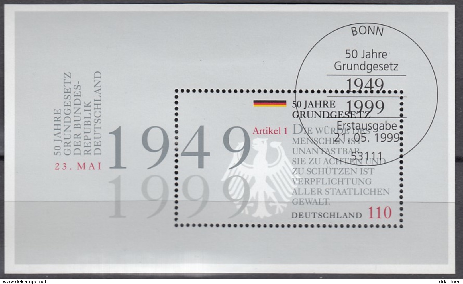 BRD  Block 48, Gestempelt, 50 Jahre Grundgesetz 1999 - Altri & Non Classificati