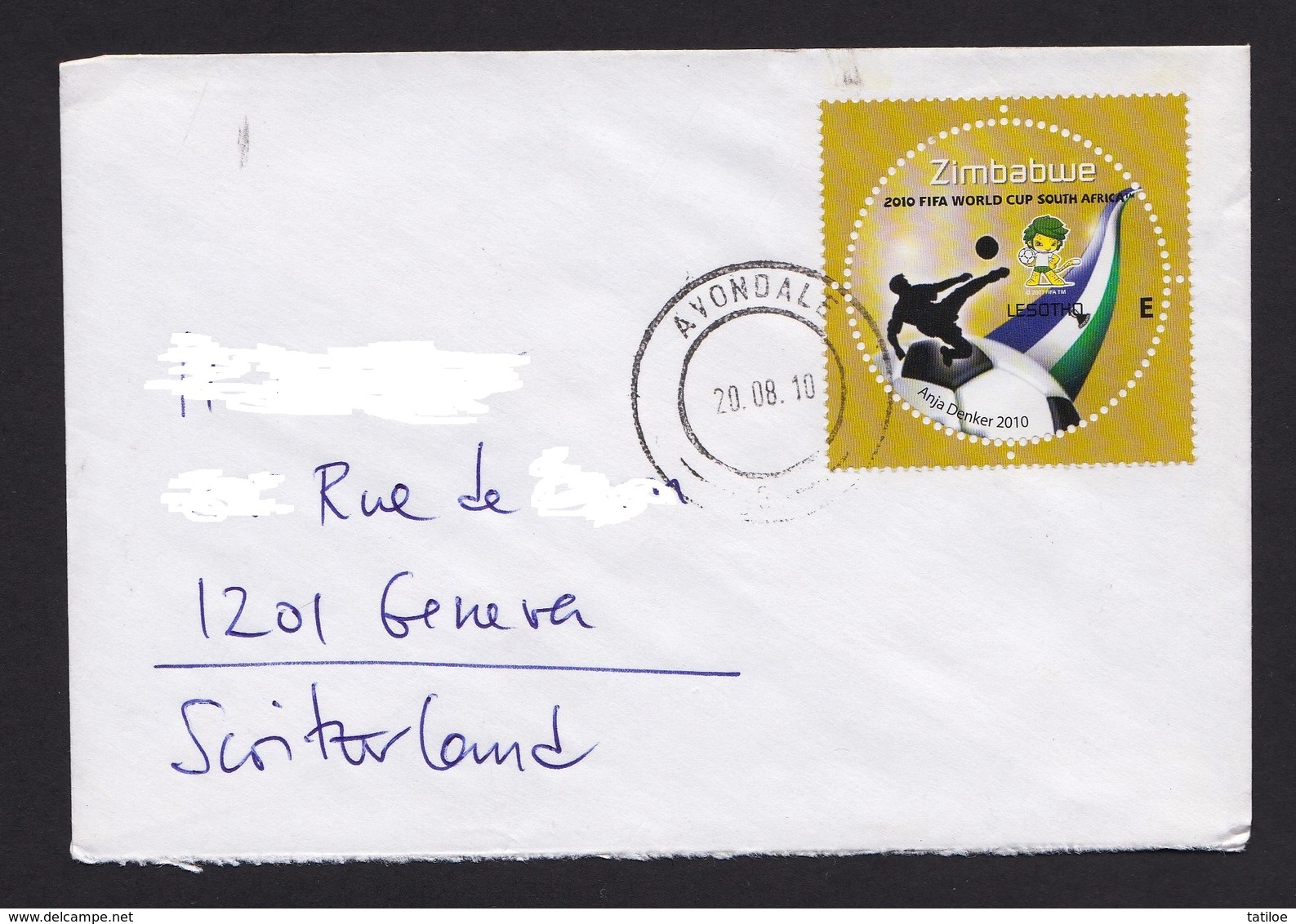 Zimbabwe Cover With 2010 SAPOA Fifa WorldCup E-value / Avondale Postmark (Simbabwe) - Zimbabwe (1980-...)