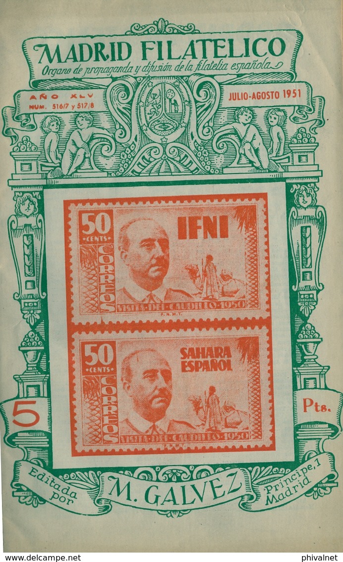 1951 . MADRID FILATÉLICO , AÑO XLV , Nº 516/8 , EDITADA POR M. GALVEZ , ÓRGANO DE PROPAGANDA Y DIFUSIÓN DE LA FILATELIA - Spanish (from 1941)