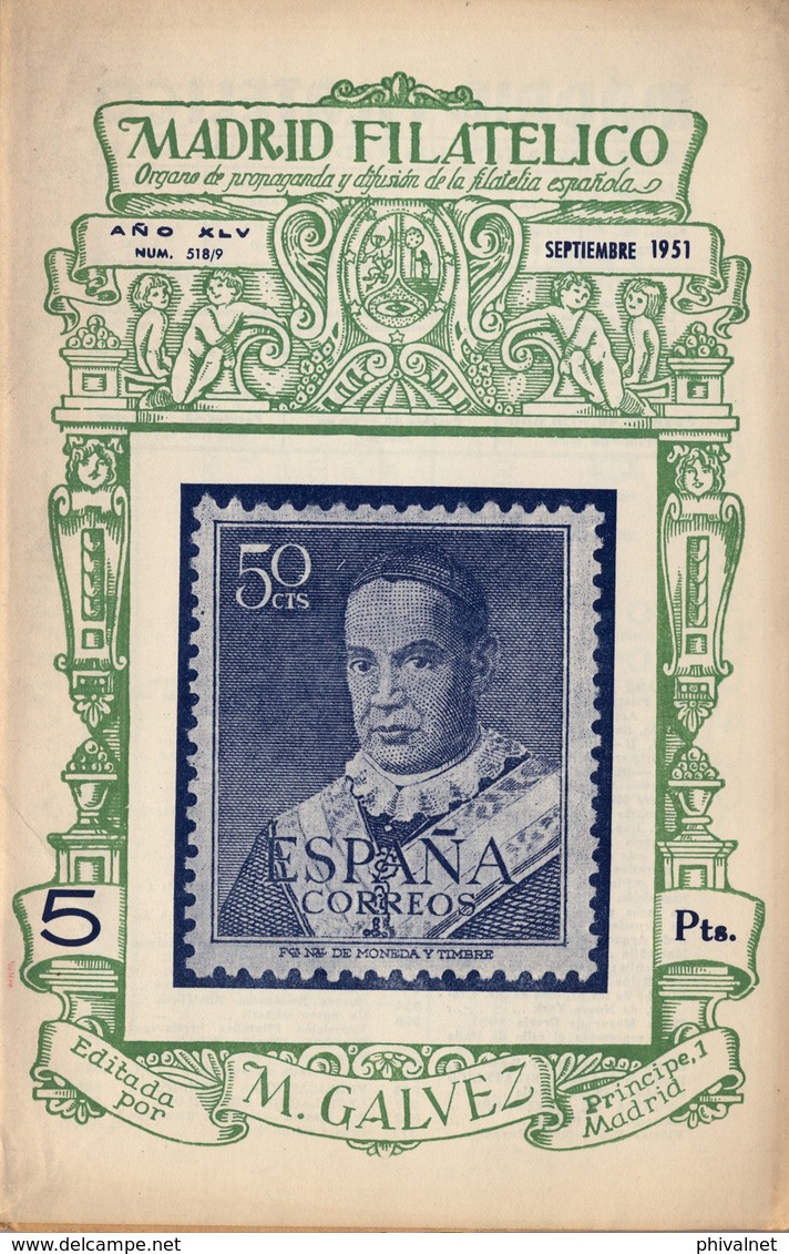1951 . MADRID FILATÉLICO , AÑO XLV , Nº 518/9 , EDITADA POR M. GALVEZ , ÓRGANO DE PROPAGANDA Y DIFUSIÓN DE LA FILATELIA - Spanish (from 1941)